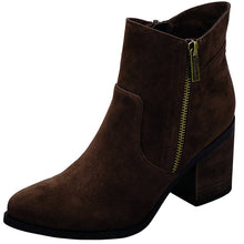 Breckelle's Women's Stacked Block Chunky Heel Closed Toe Bootie