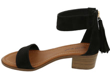Top Moda Women's Tassel Fringe Zip Back Block Heel Sandal