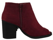 Soda Women's Sueded Fringe Peep Toe Chunky Stacked Heel Bootie