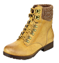 Refresh Women's Wynne-07 Knit Cuff Lace Up Combat Winter Boot