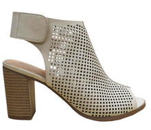Cambridge Select Women's Laser Cut Slingback Stacked Heel Pump Bootie