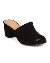 Women Faux Suede Chunky Heel Mule - Casual, Everyday, Dressy - Peep Toe Pump - GC40 By Wild Diva