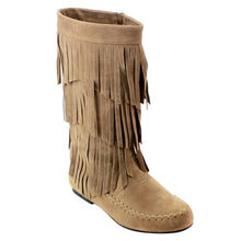 Refresh AD38 Women's Fringe Moccasin Flat Heel Zipper Under Knee High Boots