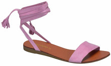 Breckelle's Women's Gladiator Ankle Wrap Tassel Flat Sandal