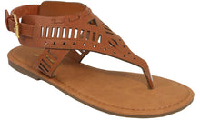 Iynx Women's Laser Cut Strappy Thong Toe Flat Sandal