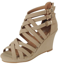 Forever Link Sammy-76 Strappy Interwoven Buckle Accent Wedge Sandal