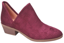 Betani Women's Western Perforated Side V Slit Cut Out Stacked Heel Ankle Bootie