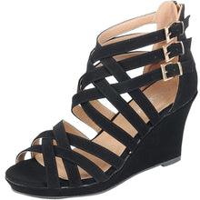 Forever Link Sammy-76 Strappy Interwoven Buckle Accent Wedge Sandal