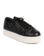 Breckelles DI87 Women Leatherette Quilted Cap Toe Flatform Sneaker