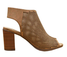 Cambridge Select Women's Laser Cut Slingback Stacked Heel Pump Bootie