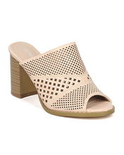 Women Leatherette Chunky Heel Mule - Casual, Dressy, Versatile - Perforated Sandal - GF53 By Nature Breeze