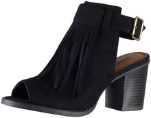 Soda Women's Oxford Fringe Tassel Peep Toe Buckle Slingback Bootie