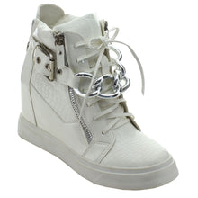 Nature Breeze Frontrunner-01 Women's High Top Lace-Up Zip Hidden Wedge Sneaker