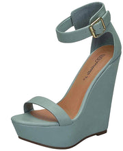 Breckelle's Women's Open Toe Ankle Strap Platform Wedge Sandal