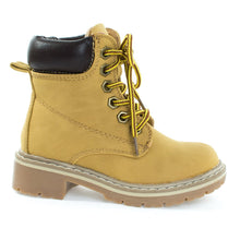 Children Fashion Work Bootie Lace Up Lug Threaded Sole, Kid Girl Boy