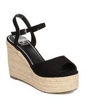 Women Faux Suede Espadrille Platform Wedge - Dressy, Spring, Party - Peep Toe Wedge GC12 By Betani