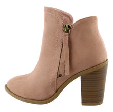 Top Moda Women's Closed Toe Side Zipper Chunky Stacked Block Heel Ankle Bootie