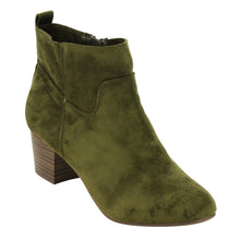 Breckelles GK54 Women Faux Suede Round Toe Chunky Heel Ankle Bootie