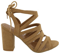 Top Moda Women's Cutout Tie Back Stacked Chunky Platform Heel Sandal