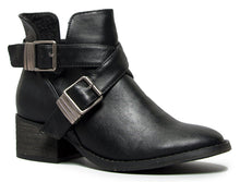 Breckelles Bronco-11 Chunky High Heel Buckle Ankle Booties Boots