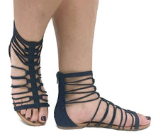 Women's Ankle High Elastic Gladiator Sandals Elastic Straps Flats