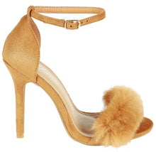 Fluffy Feather Furry Strap High Heel Open Toe Dress Sandal