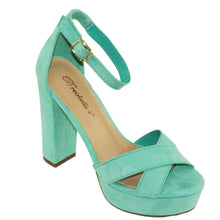 Breckelle's Women's Bella-43 Faux Suede Adjustable Ankle Strap Platform Block High Heels