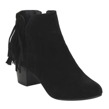 Breckelles GK88 Women Faux Suede Fringe Chunky Heel Ankle Boot
