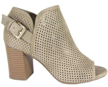 Delicious Women's Laser Cut Perforated Stacked Chunky Block Heel Bootie