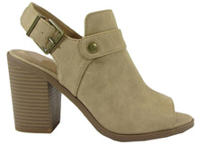 Soda Women's Slingback Stacked Chunky Heel Peep Toe Bootie