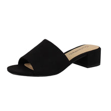 City Classified Women's Open Toe Chunky Heel Suede Slide Sandals Shoes