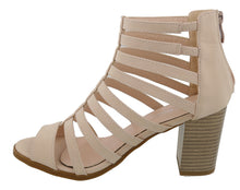 Top Moda Women's Cutout Zip Back Stacked Chunky Heel Sandal
