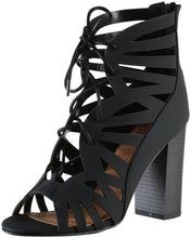 Delicious by Soda Women's Detour Cut Out Caged Peep Toe Chunky Stacked Heel Sandal