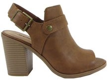 Soda Women's Slingback Stacked Chunky Heel Peep Toe Bootie