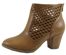 City Classified Women's Miami Perforated Laser Cut Chunky Heel Bootie