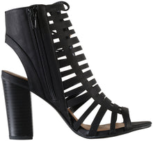 Delicious by Soda Women's Server Geometric Cut Out Caged Peep Toe Heeled Sandal