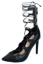 Breckelle's Women's Pointy Close Toe Ankle Strappy Lace Up Ghillie Stiletto Heel