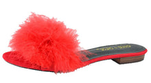 Chase & Chloe Women's Feathered Marabou Pompom Slip On Mule