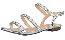 Chase & Chloe Women's Strappy Rhinestone Slingback Flat Sandal