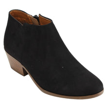 Soda Women's Round Toe Faux Suede Stacked Heel Western Ankle Bootie