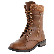 Forever Link Womens Mango-31 Round Toe Military Lace Up