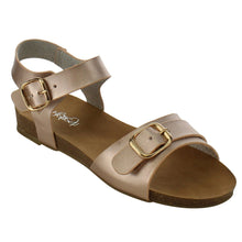 Refresh IE26 Women's Metallic Buckle Ankle Strap Flat Beach Sandal