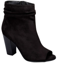 Breckelle's Women's Slouchy Stacked Chunky Heel Peep Toe Bootie