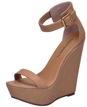 Breckelle's Women's Open Toe Ankle Strap Platform Wedge Sandal