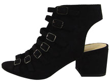 City Classified Women's Strappy Buckle Open Toe Chunky Stacked Heel Ankle Bootie