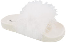 Top Moda Women's Marabou Flip Flop Slip On Slide Slipper Sandal