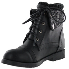 Top Moda Girls Elwood-1K Moto Lace Up Boots