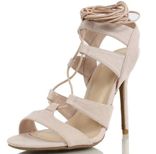Wild Diva Women's Adele 236 Gladiator Lace Up Open Toe Strappy Ankle Wrap High Heel Pump