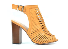 Chase & Chloe Brian-1 Women's Cutout Weave Ankle Strap Chunky Heel