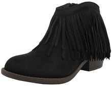 Soda Women's Jervis Faux Suede Double Fringe Moccasin Ankle Boots, British Tan, 5.5 M US